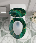 Elongated Resin Toilet Seat Cover for Bathroom in green marble design, fitting most toilets, shown from above.