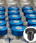 Silicone T Hole Stoppers 6.3mm 0.25in Pack Of 20 Soft Flexible Bottle Seal Plugs For Cable Glands And Holes Waterproof End Caps Black close-up on bottles