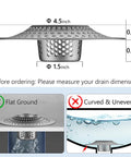 Diagram of Stainless Steel Hair Catcher Drain Strainer for Tub Shower and Sink, showing dimensions for easy install.