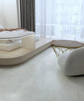 Off White Marble Peel And Stick Vinyl Floor Tiles 12x12 Waterproof Self Adhesive 24 Pack in modern bedroom setting.