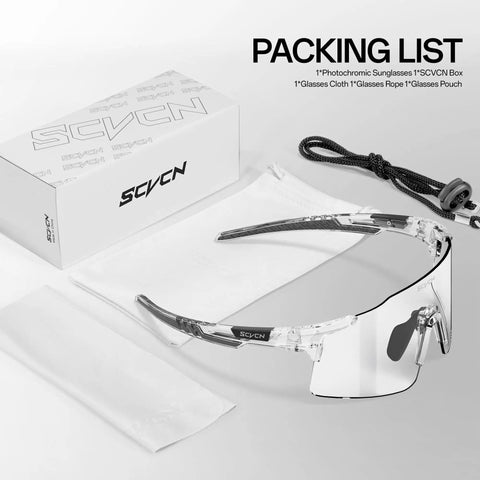 Photochromic Cycling Glasses For Men And Women Ride Ready Sports Sunglasses with UV400 Protection, TR90 Frame, Clear Lenses