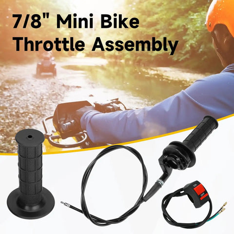 7/8 Inch Twist Throttle Cable Handle Kit For Mini Bikes And Go Karts with rider in background