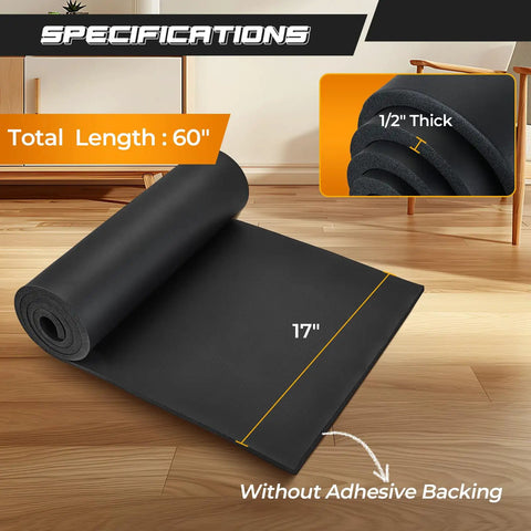 Next Level Neoprene Closed Cell Foam Roll Sixty Inches Long By Seventeen Inches Wide And Half Inch Thick on wooden floor.