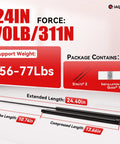 24 Inch Gas Struts Lift Supports 70 Lb Each, Heavy Duty Shocks For Boat Covers, RV Beds, Tool Boxes, 311 N Force