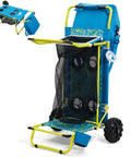 Two In One Beach Cart With Big Wheels For Sand Folding Utility Wagon With Chair Holder Cooler Bag Mesh Storage Four Cup Holders Umbrella Rack And 100 Lb Capacity For Beach Camping Picnics Palm Print