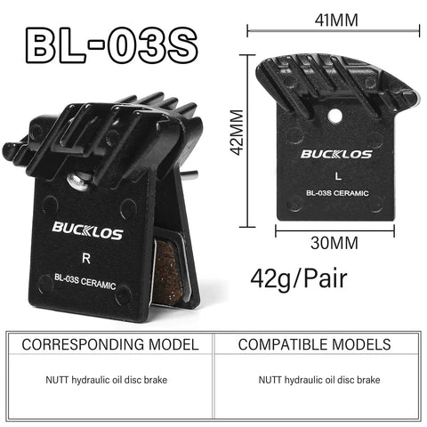 BL-03S Ceramic Mountain Bike Disc Brake Pads Two Pairs For Nutt Hydraulic Disc Brakes with aluminum alloy and ceramic design.