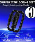 50 Pack 2 Inch Quick Links And M5 Locking Carabiners Set In Black Galvanized Steel with Locking Teeth for Secure Attachments
