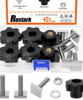 24Pcs M8 T Track Bolt Adapter Kit With 7 Star Knobs Nuts And Washers For Roof Rack Rails Rail Carrier Bracket And Roof Box Made From 304 Stainless Steel Durable Hardware Set, displayed in packaging