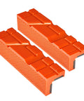 6 Inch TPU Soft Jaw Pads For Bench Vise With Magnetic Grip, Multi Groove Textured Inserts For Woodworking Metal And Plastics, Orange Pair