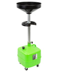 9 Gallon Oil Drain Pan With 17 Inch Funnel, Adjustable Height From 32 To 62 Inches, Portable Oil Change Container, Green and Black