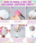 12 Sets Hot Air Balloon Tissue Paper Craft Kit Party Centerpieces With Paper Lanterns String Lights Cups Straws Ribbons Instructions