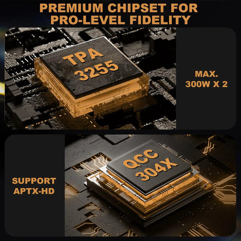 Next Gen 2 Channel Bluetooth HiFi Amp With 300W Per Channel Digital VU Meter Sub Pre Out HPF Tone Control TRS Balanced Input Bass Treble Control Remote And BT 5 2 For Your Home Theater And Bookshelf Speakers. TPA3255 chip and aptX-HD support
