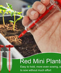Person using Mini Seed Spreader Kit For Easy Garden Sowing, 17 Piece Handheld Seed Dispenser Set, Reusable Tiny Seed Planter