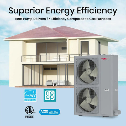 Heavy Hitter 5 Ton Central Air Conditioner Heat Pump System 60000 Btu Inverter Split AC on a beachfront home.