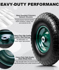 Heavy-duty Airless Flat Free 4.00-6 Tire And Wheel Set For 13 Inch Wheelbarrows with details on structure and bearings