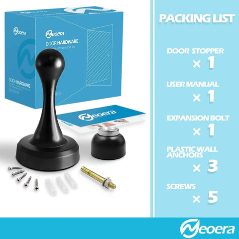 Heavy Duty Magnetic Door Stop Holds Doors Open With Ease package with components shown, including screws and wall anchors