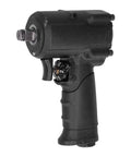 Heavy Duty One Quarter Inch Drive Pneumatic Impact Wrench Delivers Sick 610 Nm Torque, black finish with textured grip for easy handling.