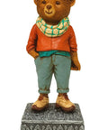 Adorable Hand Painted Teddy Bear Figurine With Granite Base Modern Resin Statue For Shelf Desk Or Office Must Have Cute Collectible Gift
