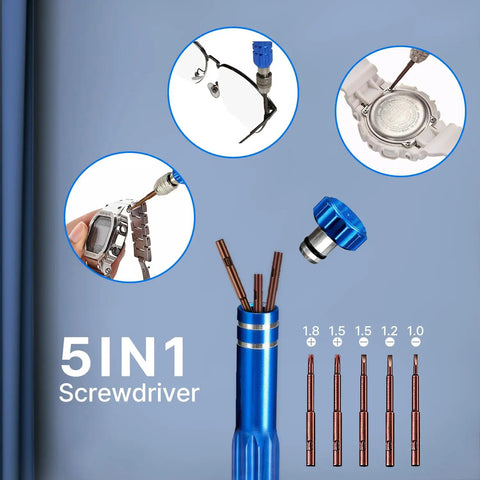All In One Watch Battery Replacement Tool Kit With Adjustable Case Opener Back Remover Tweezers And Precision Screwdrivers