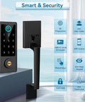 Smart Door Lock With Full Handle Set And Fingerprint Access, Keyless Entry, Bluetooth Front Handle, Electronic Keypad Deadbolt