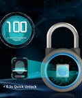 Fingerprint Padlock With USB Rechargeable Battery Thumbprint Lock IP65 Waterproof Ideal For Locker Gate Luggage