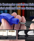 Knockout Quality Model Scriber Featuring A Slick Hook Tip 015 Millimeter Tungsten Steel Blade Panel Line Tool, shown in use on a blue plastic model.