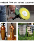 Person using angle grinder with Four Inch Airway Flange Kit for Angle Grinder with Five Eighth Inch Arbor Hole Buffing Wheel Mounting Kit