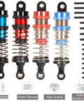 Four 72mm Aluminum Oil Shocks Set For 1 12 1 16 Scale RC Cars Front And Rear Upgrade Kit with screws, multicolored shocks