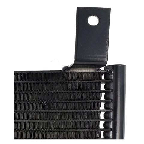 Premium Transmission Oil Cooler For Hyundai Santa Fe 2001-2006 Fits 2.4L 2.7L 3.5L Engines Keeps Fluid Cool Prevents Overheating Slammer Upgrade Replacement black finned side view