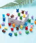 Super Cool Rainbow Counting Bears Set With Nine Rad Colors Perfect For Toddler Math Manipulatives And Preschool Activities, 90 pc plastic bears on a marble block.