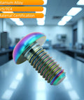 Colorful titanium bolt in lab, lightweight Titanium Bolts M5x12mm Set For Bikes Hex Key Fasteners For Water Bottle Cages.