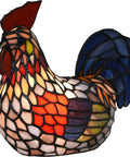 Colorful Rooster Tiffany Style Stained Glass Table Lamp with Night Light for Bedside and Living Room Decor 12 Inch Long E12 Socket
