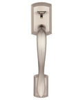 Avalon Front Door Handleset No Lock With Exterior Entry Lever And Reversible Interior Handle, Satin Nickel Finish, front view
