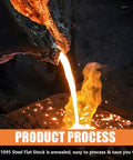 Molten metal being poured in a forge, related to Premium 1095 High Carbon Steel Flat Stock Four Pack For Knife Making 12x1.5x0.12 Inch Blank Bar Forge Steel For Blacksmiths DIY Blade Projects Heat Treated Ready To Craft Sharp Knives.
