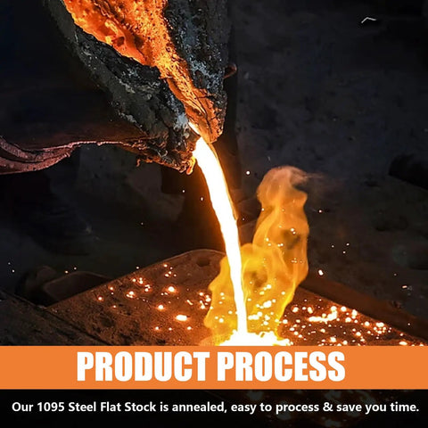 Molten metal being poured in a forge, related to Premium 1095 High Carbon Steel Flat Stock Four Pack For Knife Making 12x1.5x0.12 Inch Blank Bar Forge Steel For Blacksmiths DIY Blade Projects Heat Treated Ready To Craft Sharp Knives.
