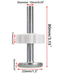 Heavy Duty M10 Gate Adapters 4 Pack Threaded Spindle Rod Connector Kit 10mm diameter white plastic and metal design, 3.15 inch length.