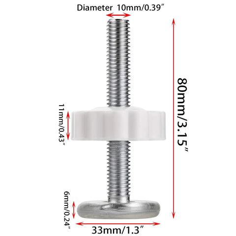 Heavy Duty M10 Gate Adapters 4 Pack Threaded Spindle Rod Connector Kit 10mm diameter white plastic and metal design, 3.15 inch length.