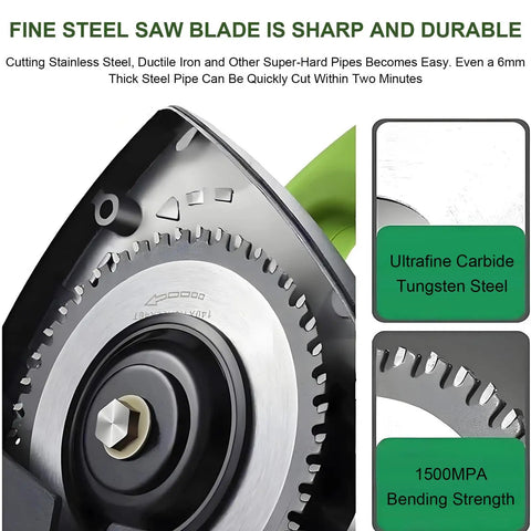 Close-up of the blade on Automatic Pipe Cutting Machine Electric 1000W 1750W High Torque 3200 RPM Model 400 Pro Grade Cutter