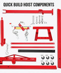 Badass Heavy Duty Folding Engine Crane With Manual Lever 4400 Lbs Hydraulic Cherry Picker Shop Lift components laid out flat.