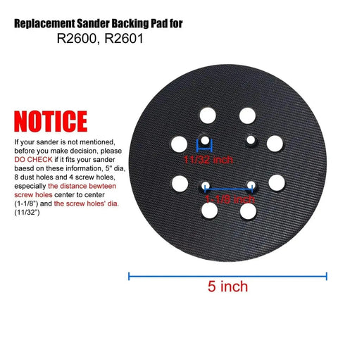 5 Inch 8 Hole Hook And Loop Sanding Pad Replacement For R2600 And R2601 Random Orbit Sander And Polisher Beefy Thick Backing