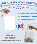 Comparison of White Kraft Paper Gift Bags With Handles and plastic bags, showing eco-friendly benefits of recyclable materials.