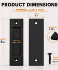 Deadly Smooth 6 Inch Sliding Barn Door Handle Tough Grip Design dimensions showing length, width, thickness, and grip area in matte black.