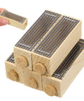 Five Pack Wooden Queen Cages For Beekeeping, Breathable Rearing Protector Cages With Metal Mesh And Corks shown stacked