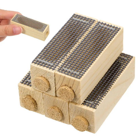 Five Pack Wooden Queen Cages For Beekeeping, Breathable Rearing Protector Cages With Metal Mesh And Corks shown stacked