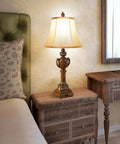 29 Inch Touch Control Traditional Table Lamps Set Of 2 Bronze Finish Bedside Lamps With Dual USB Ports And 1 AC Outlet Create Cozy Vibe