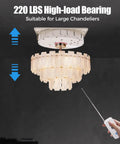 Premium Electric Chandelier Hoist 110V With Remote And Wall Switch For Effortless Lifting Up To 26 Feet Stroke And 220 Lbs Load Capacity with large chandelier.