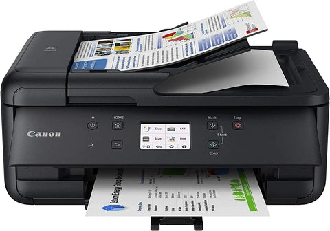 Wireless All In One Inkjet Printer Serving Straight Fire Photos And Rapid Text Docs With Smooth Phone Pairing printing colorful documents from its output tray.