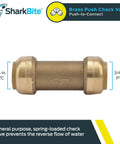 Three Quarter Inch Push To Connect Brass Check Valve For Water Lines And Plumbing Fittings PEX Copper CPVC PERT HDPE