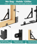 Heavy Duty Anti Sag Outdoor Wood Gate Corner Bracket Kit With One Piece 90 Degree Bent Steel And Diagonal Brace For Strong Easy Install Gate Support Built Tough, black steel corner brackets on wood gate