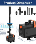 Pond Fountain Pump Kit With Automatic Colorful LED Lights For Outdoor Ponds 400-900 Gal, submersible water pump with accessories.